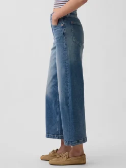 High Rise Stride Wide-Leg Ankle Jeans