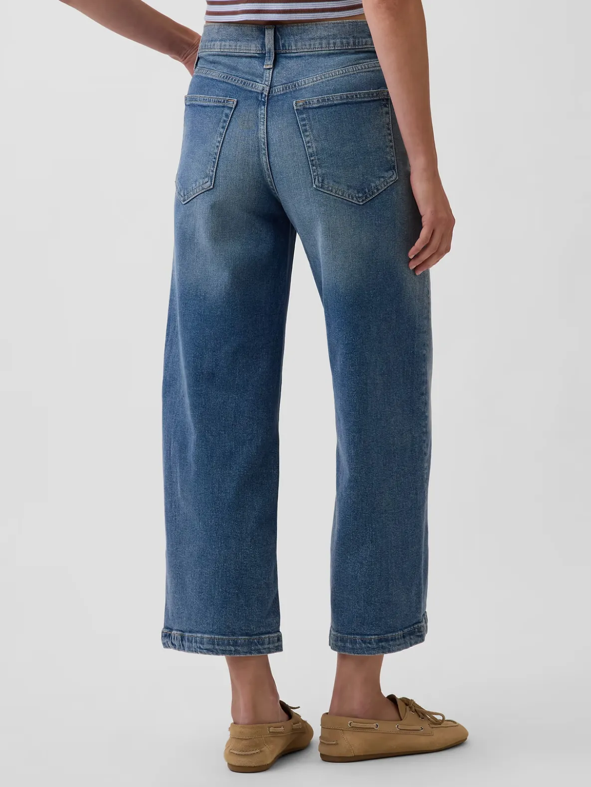 High Rise Stride Wide-Leg Ankle Jeans