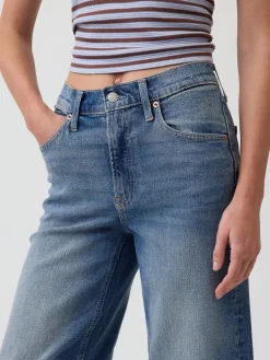 High Rise Stride Wide-Leg Ankle Jeans