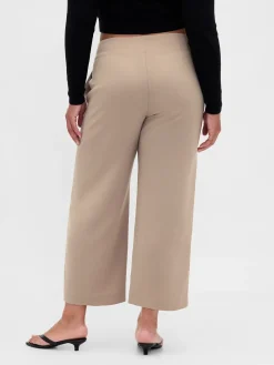 High Rise Twill Straight Ankle Pants