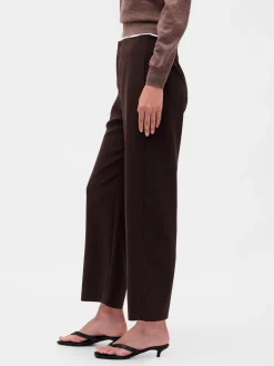 High Rise Twill Straight Ankle Pants
