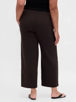High Rise Twill Straight Ankle Pants