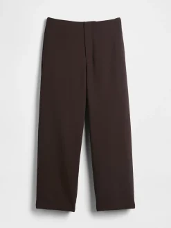 High Rise Twill Straight Ankle Pants