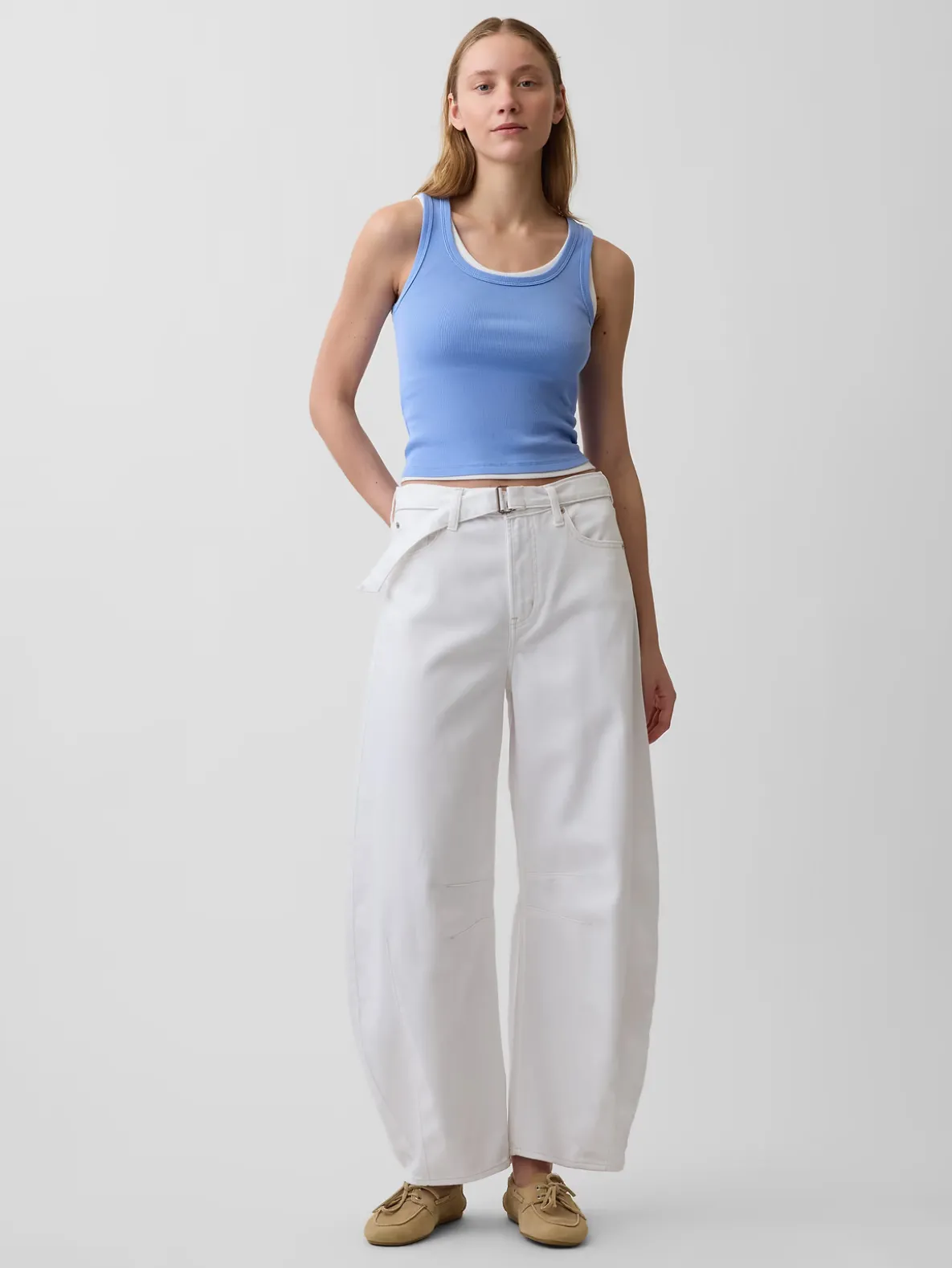 High Rise UltraSoft Belted Horseshoe Jeans