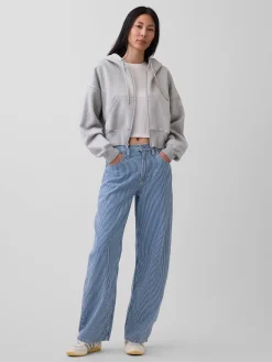High Rise UltraSoft Denim Stripe Barrel Jeans