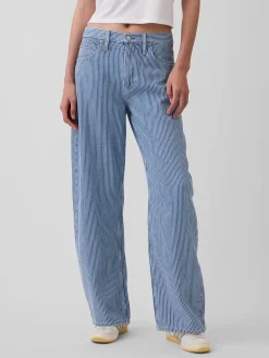 High Rise UltraSoft Denim Stripe Barrel Jeans