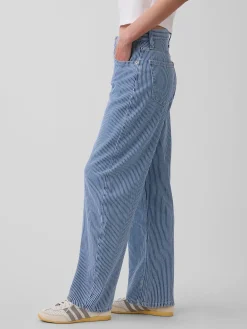 High Rise UltraSoft Denim Stripe Barrel Jeans