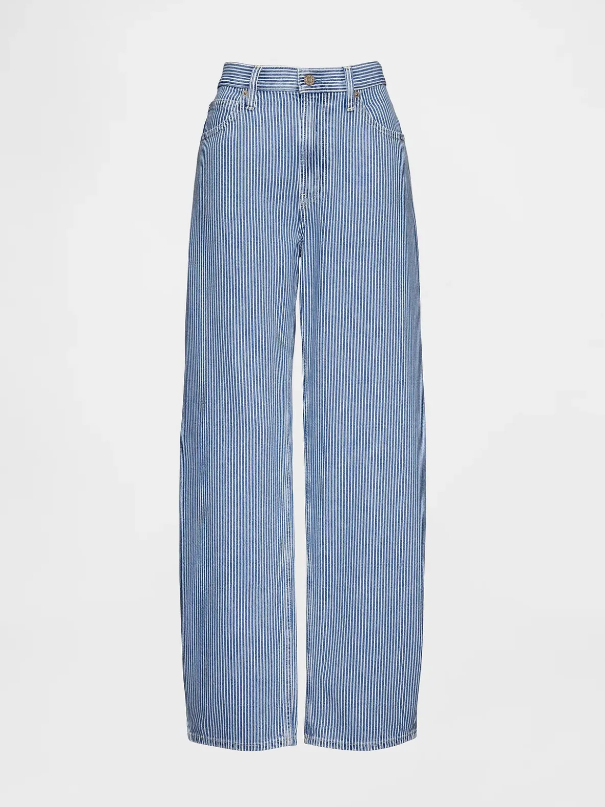 High Rise UltraSoft Denim Stripe Barrel Jeans