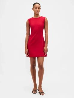 High-Neck Mini Shift Dress