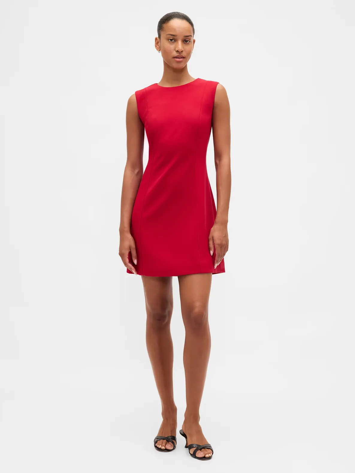 High-Neck Mini Shift Dress