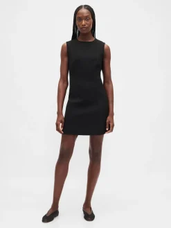 High-Neck Mini Shift Dress