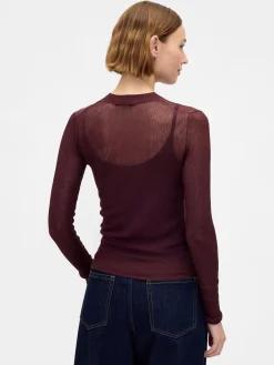 High-Neck Sheer Sweater