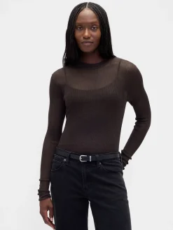 High-Neck Sheer Sweater