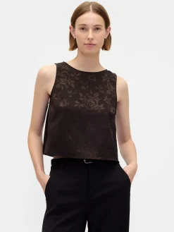 Jacquard Crop Shell Tank Top