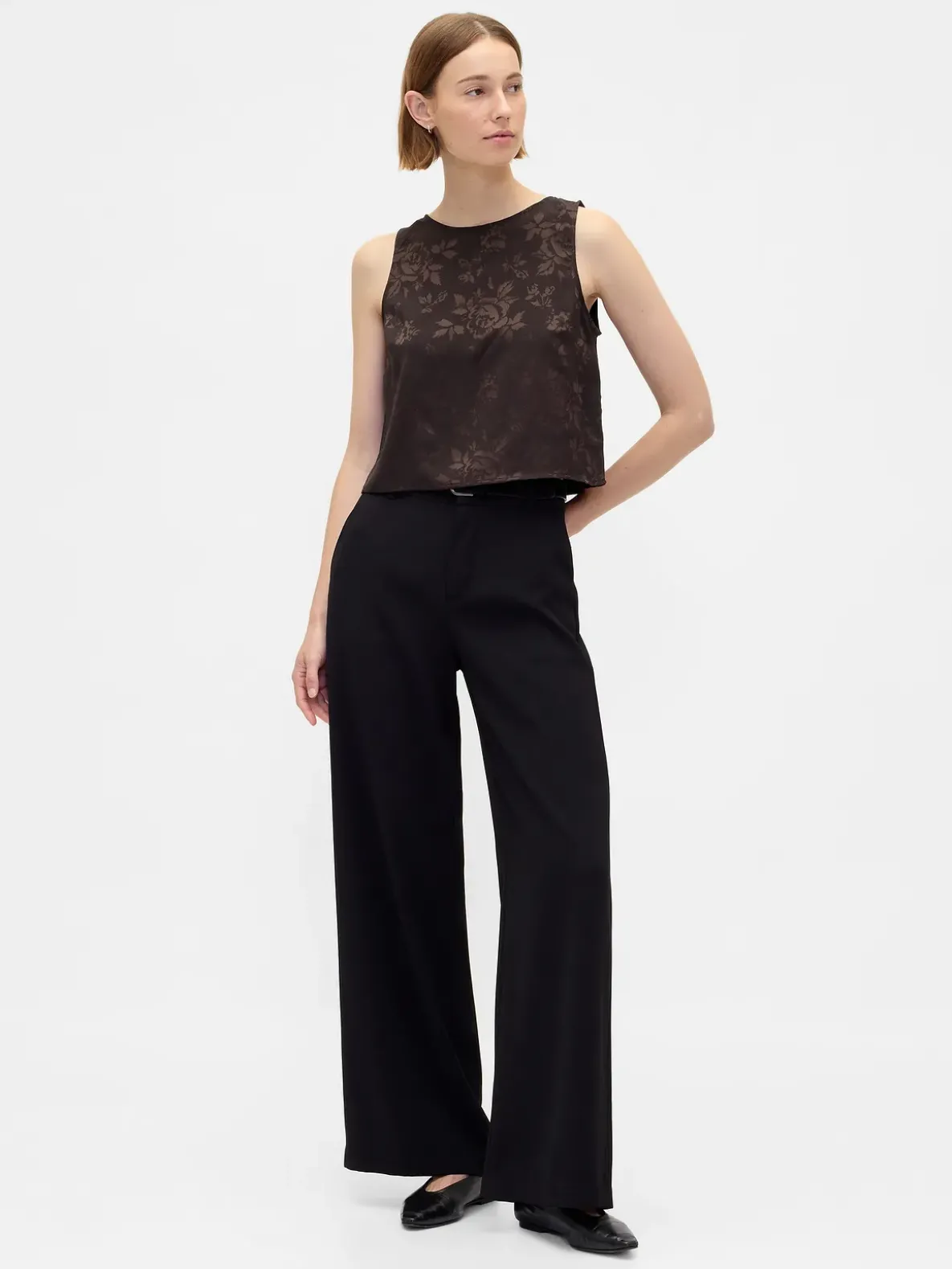 Jacquard Crop Shell Tank Top