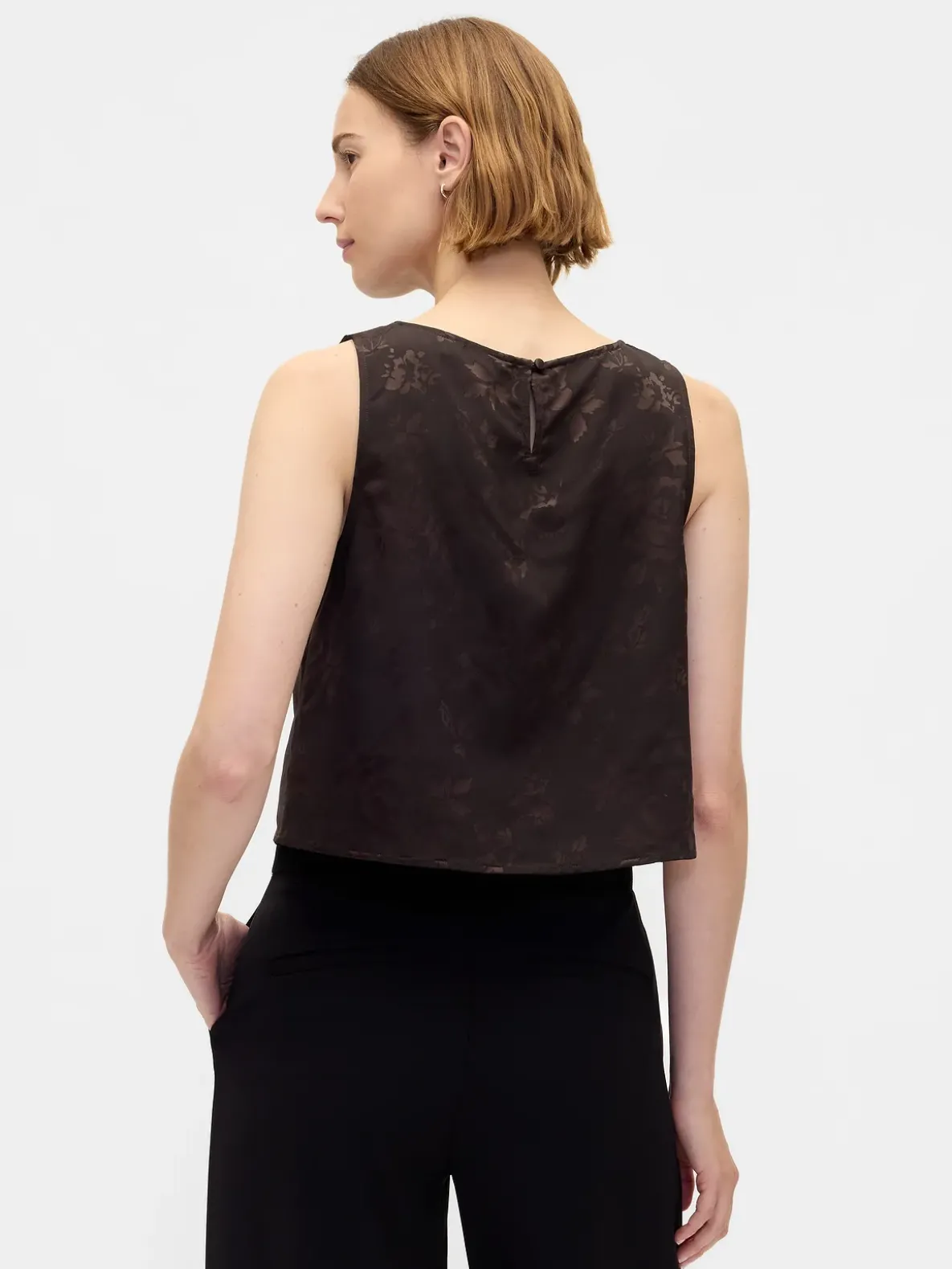 Jacquard Crop Shell Tank Top