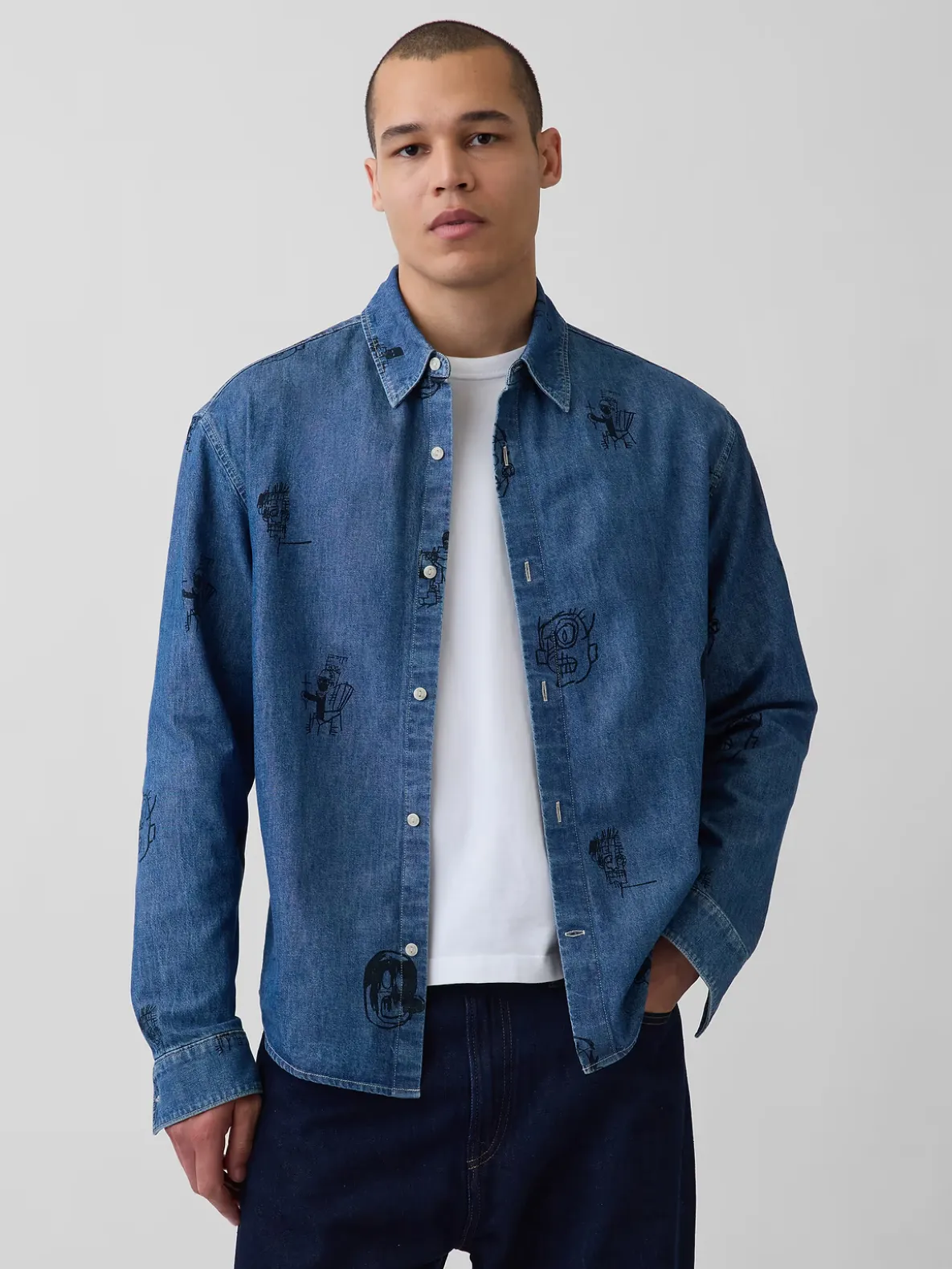 Jean-Michel Basquiat Printed Denim Shirt