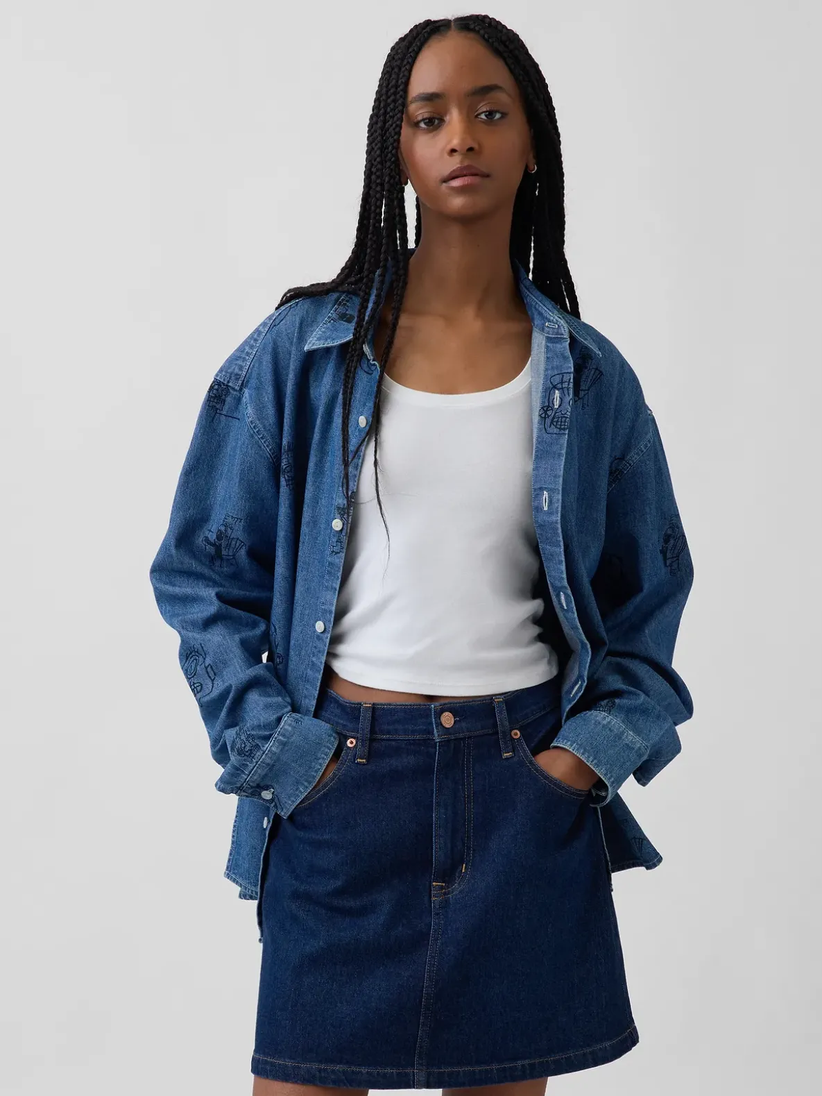 Jean-Michel Basquiat Printed Denim Shirt
