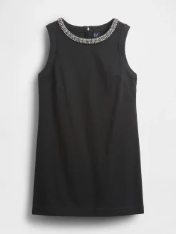 Jewel-Neck Mini Shift Dress