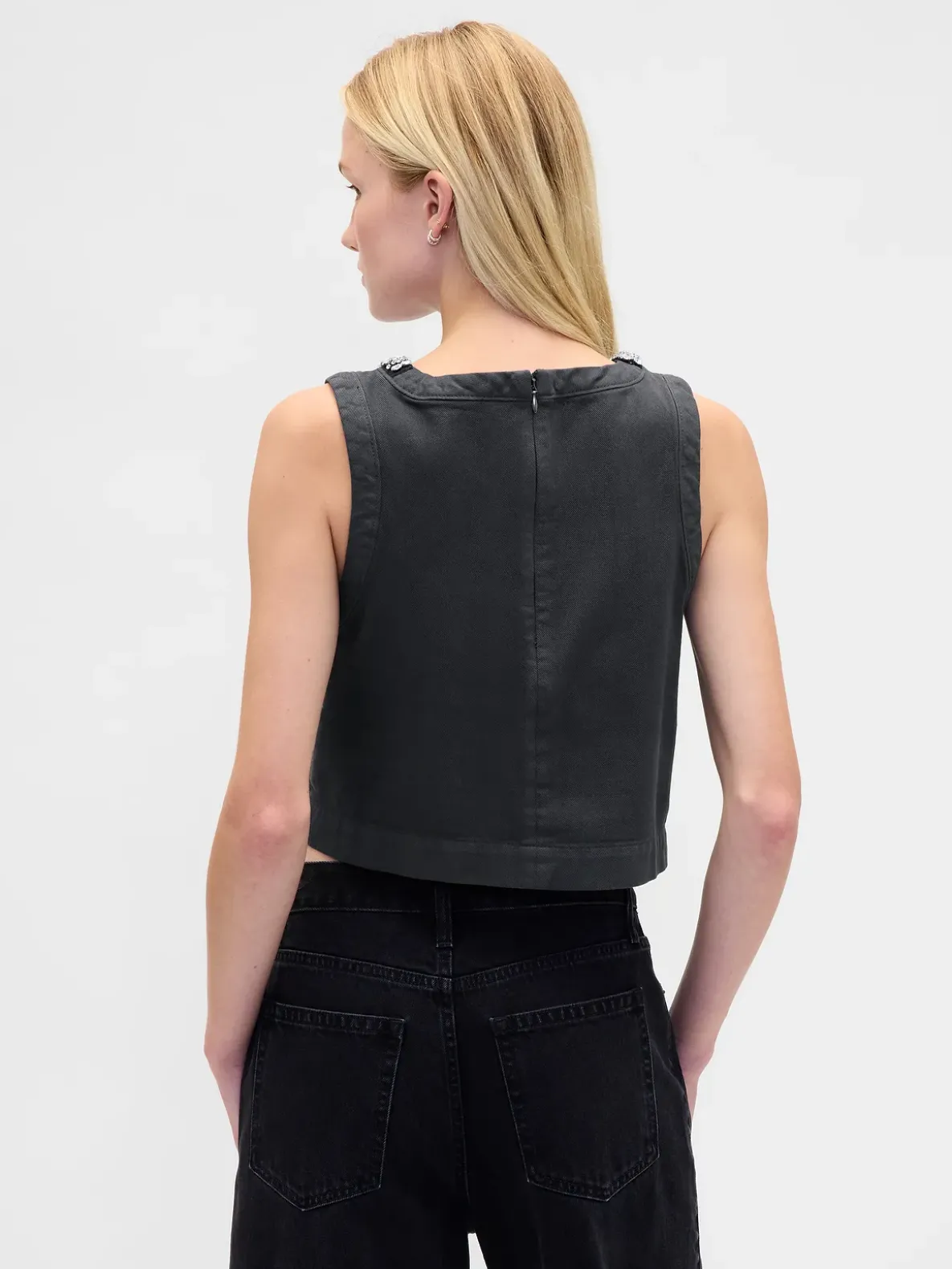 Jewel-Neck Shell Tank Top
