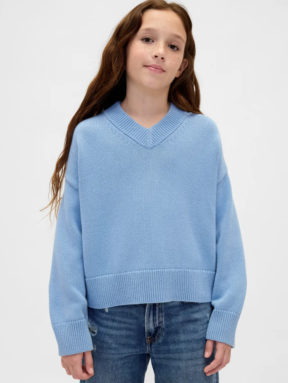 Kids Boxy V-Neck Sweater