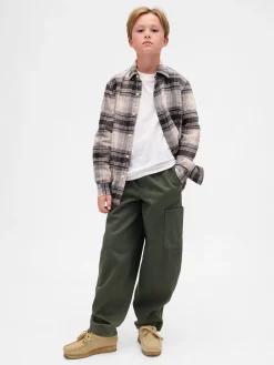 Kids Brushed Cargo Baggy Taper Pants