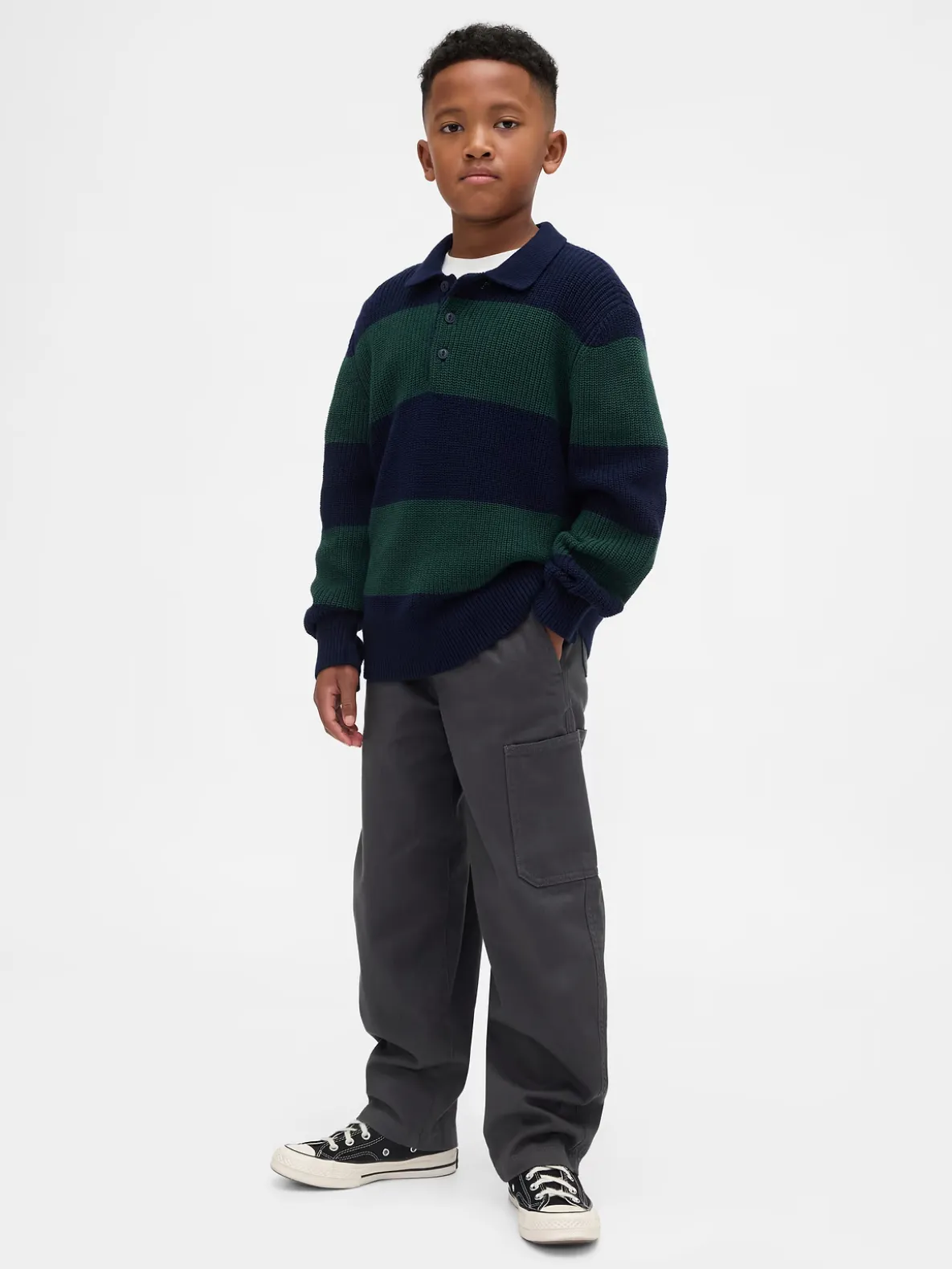 Kids Brushed Cargo Baggy Taper Pants
