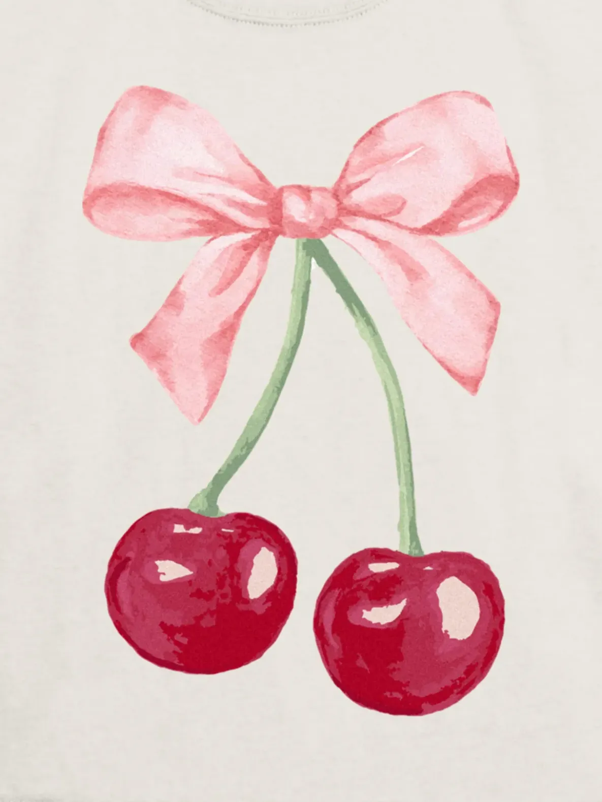 Kids Cherry Bow Graphic T-Shirt