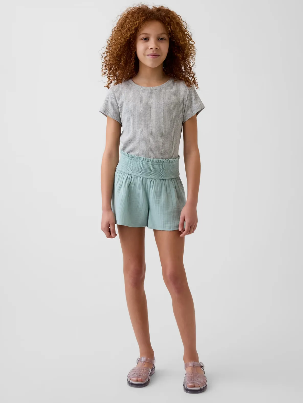 Kids Cotton Gauze Butterfly-Hem Shorts