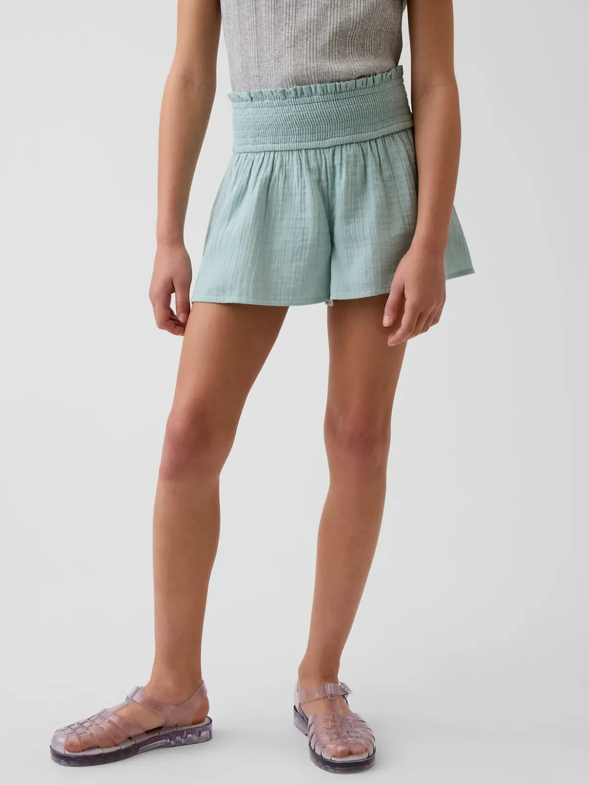 Kids Cotton Gauze Butterfly-Hem Shorts