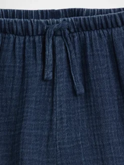 Kids Cotton Gauze Denim Easy Ruffle Shorts
