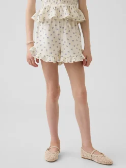 Kids Cotton Gauze Easy Ruffle Shorts