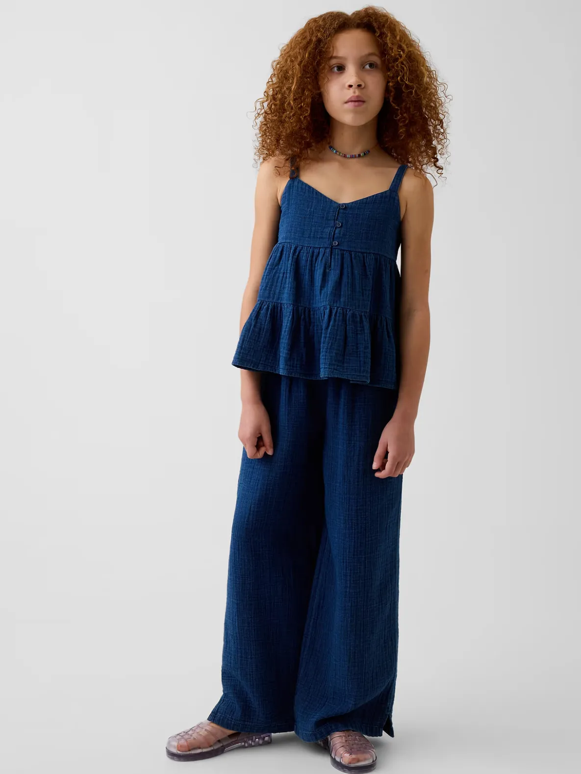 Kids Cotton Gauze Relaxed Wide-Leg Pants