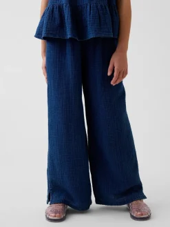 Kids Cotton Gauze Relaxed Wide-Leg Pants
