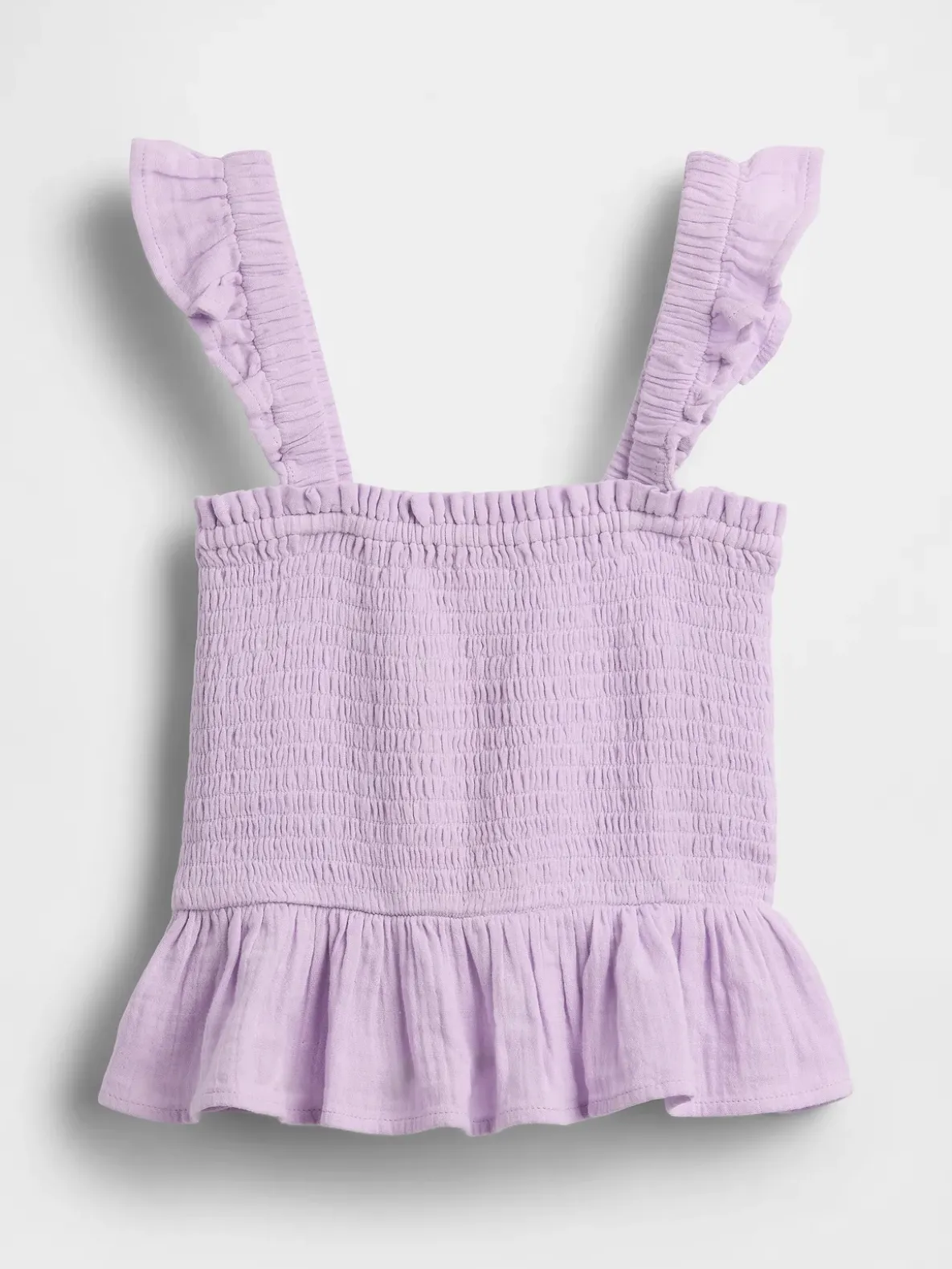 Kids Cotton Gauze Smocked Peplum Top