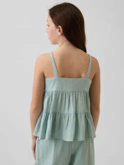 Kids Cotton Gauze Tiered Tank Top