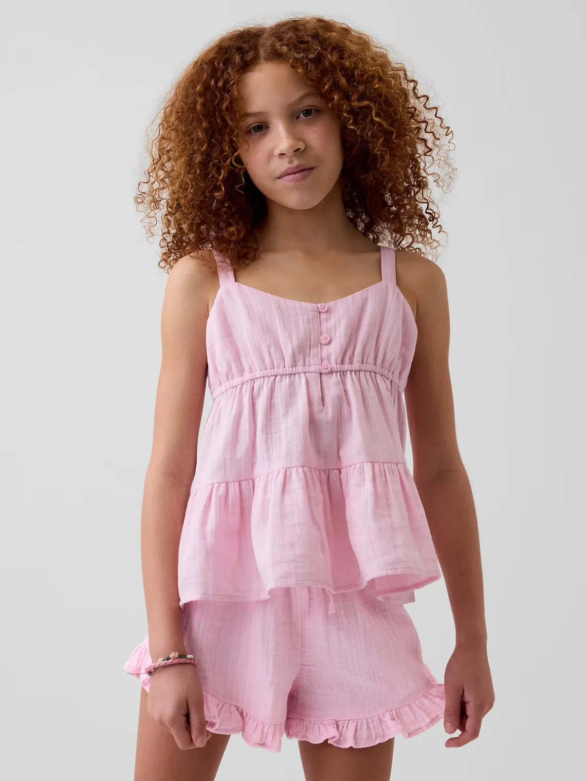 Kids Cotton Gauze Tiered Tank Top