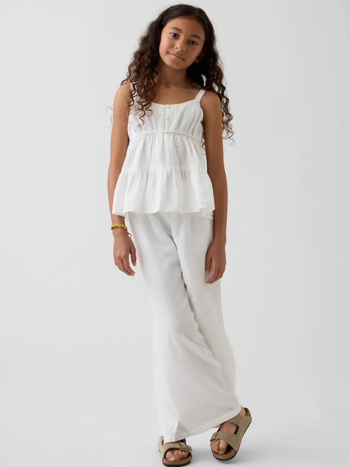 Kids Cotton Gauze Tiered Tank Top