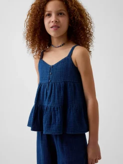 Kids Cotton Gauze Tiered Tank Top