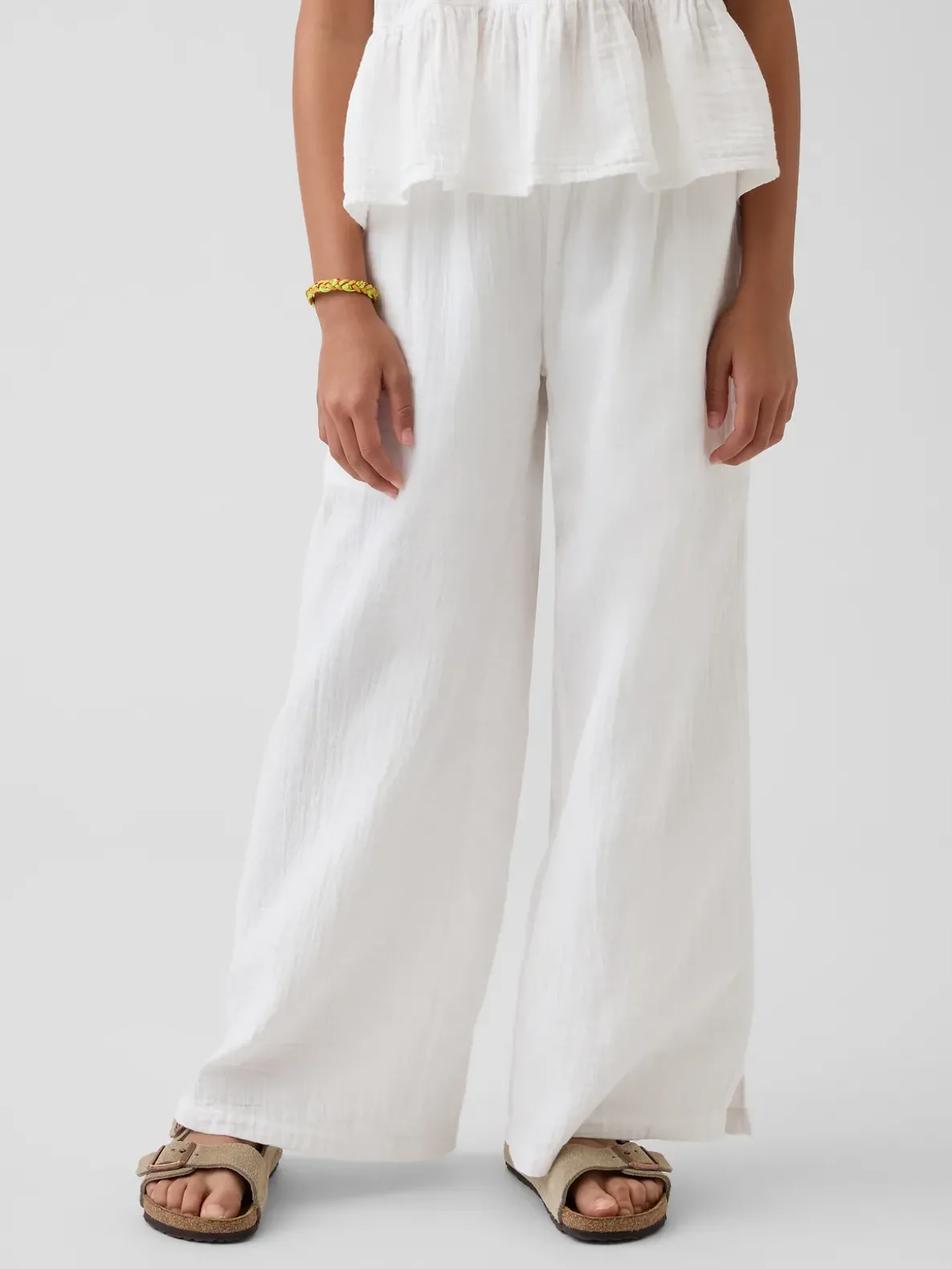 Kids Cotton Gauze Wide-Leg Pants