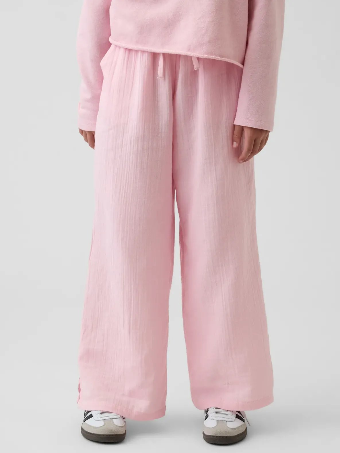 Kids Cotton Gauze Wide-Leg Pants