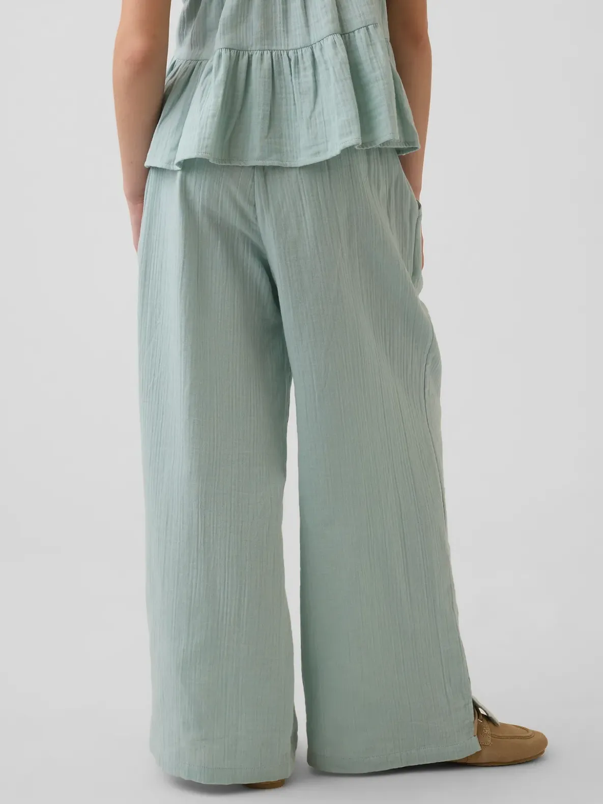 Kids Cotton Gauze Wide-Leg Pants