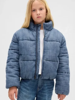 Kids Cozy-Lined Denim Puffer Jacket