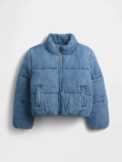 Kids Cozy-Lined Denim Puffer Jacket