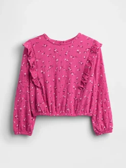 Kids Crinkle Knit Ruffle Top