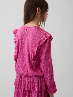 Kids Crinkle Knit Ruffle Top