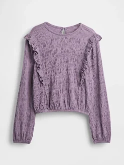 Kids Crinkle Knit Ruffle Top