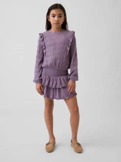 Kids Crinkle Knit Tiered Skort