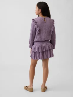 Kids Crinkle Knit Tiered Skort