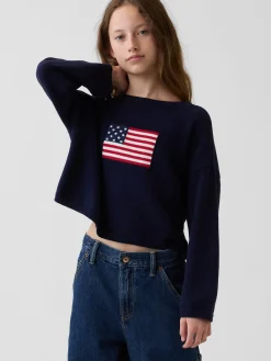 Kids Crochet Oversized Americana Sweater
